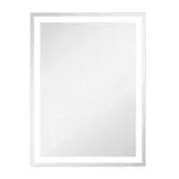 LOVMOR - 24 x 32 Inches Tempered Glass LED Bathroom Mirror with Anti-Fog & 3-Color Dimmable Lighting - Silver - Front_Zoom
