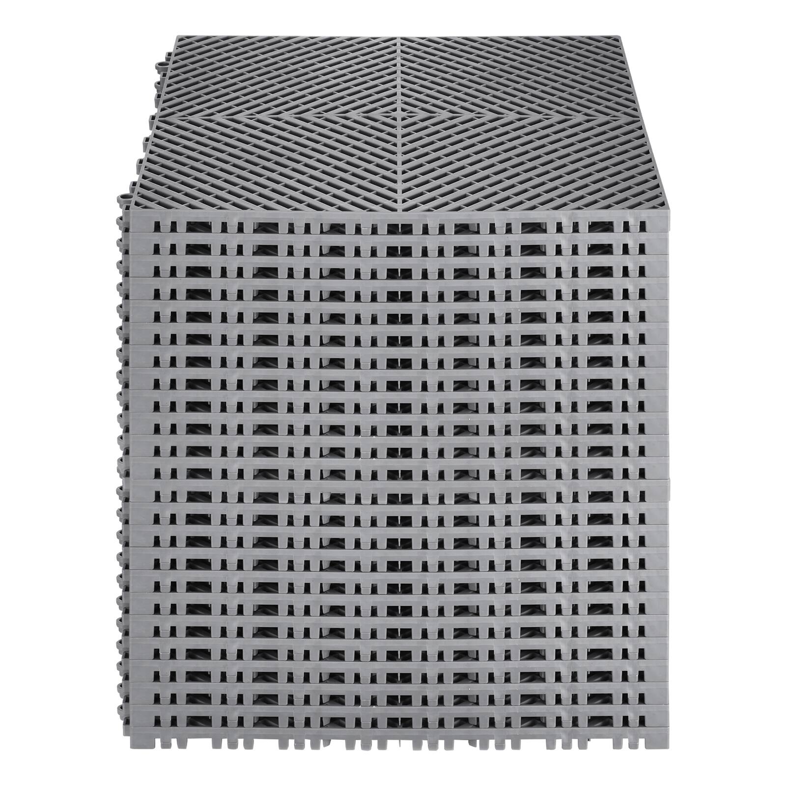 Alt View 5. VEVOR - Interlocking Drainage Mat, 15.7” x 15.7” Modular Interlocking Cushion, 24 Pcs Splicing Drainage Mats,Non-Slip Shower Mat - Grey.