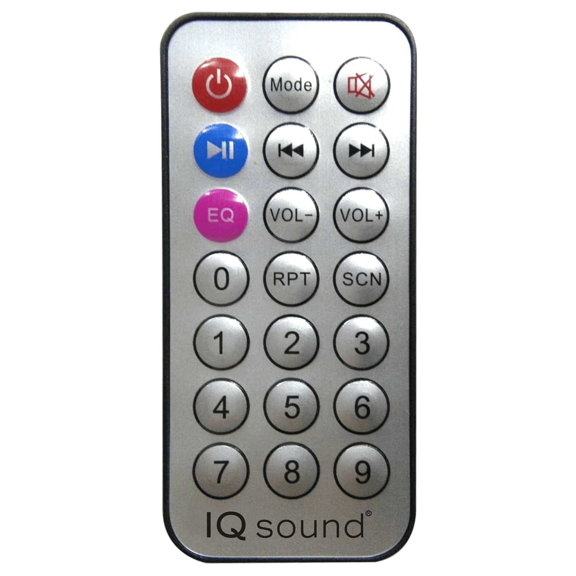 Mode  
EQ VOL- VOL+  
0 RPT SCN  
1 2 3  
4 5 6  
7 8 9  
IQ sound