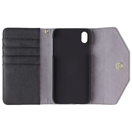 Front. iDeal of Sweden - iDeal of Sweden Mayfair Clutch Series Case for Apple iPhone XR - Black - Black.