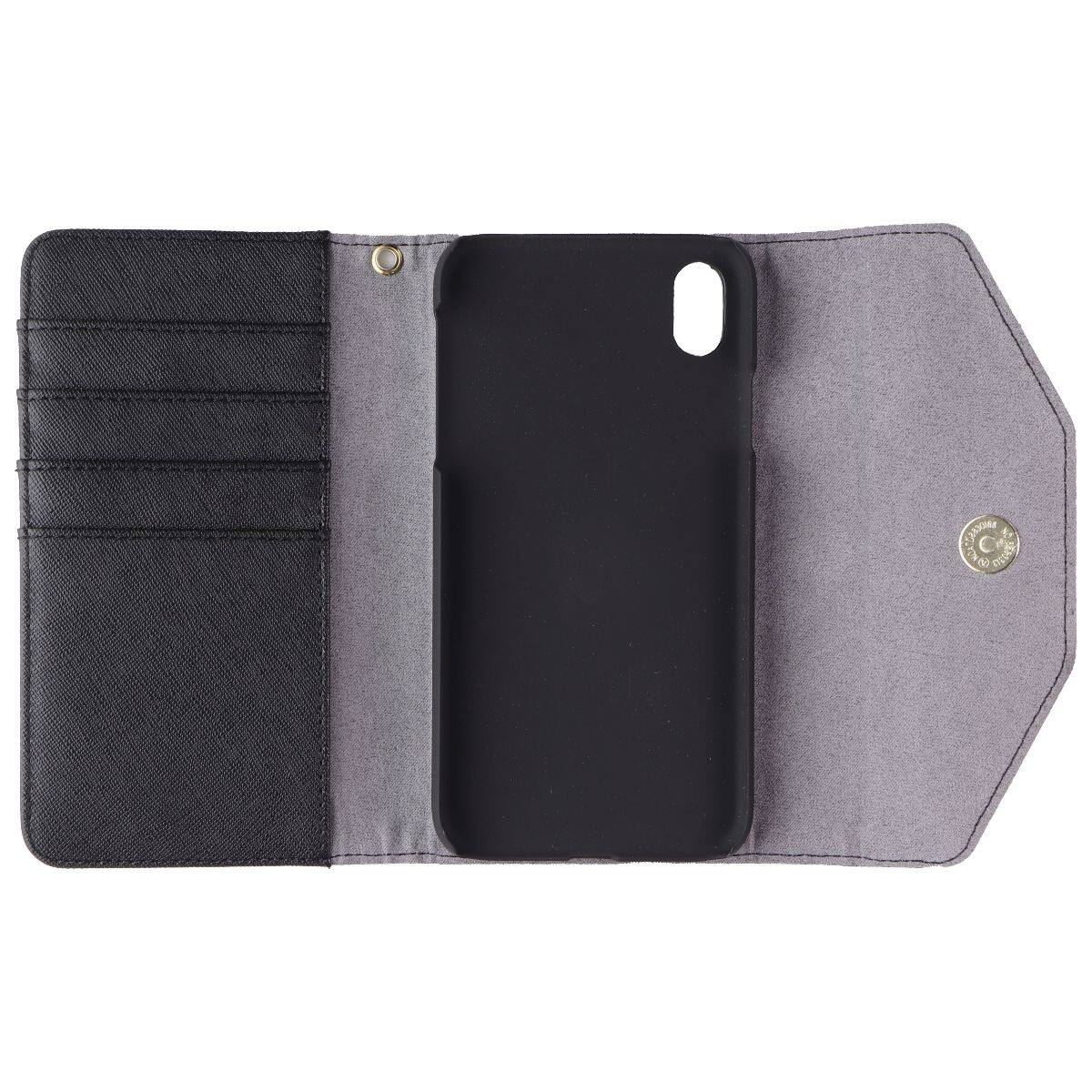 Front. iDeal of Sweden - iDeal of Sweden Mayfair Clutch Series Case for Apple iPhone XR - Black - Black.