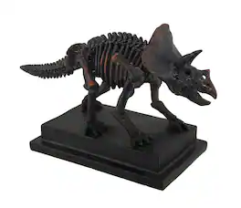 Zeckos - Antique Finish Mounted Triceratops Skeleton Statue - Bronze