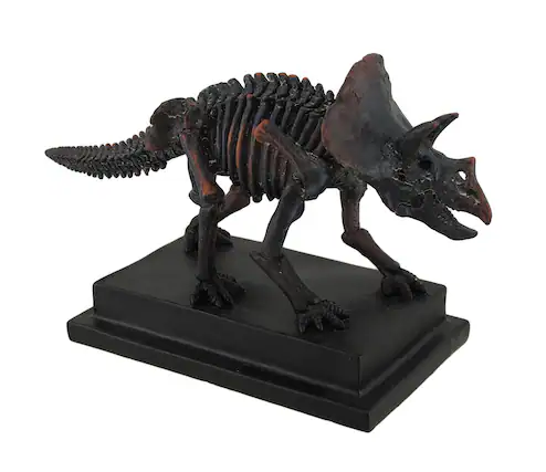 Front. Zeckos - Antique Bronze Finish Mounted Triceratops Skeleton Statue - Bronze.