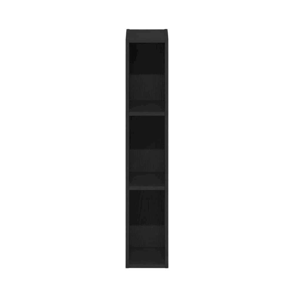 Back. FurniFact - Black wood bookcase with sleek design and sturdy construction - Blackwood.