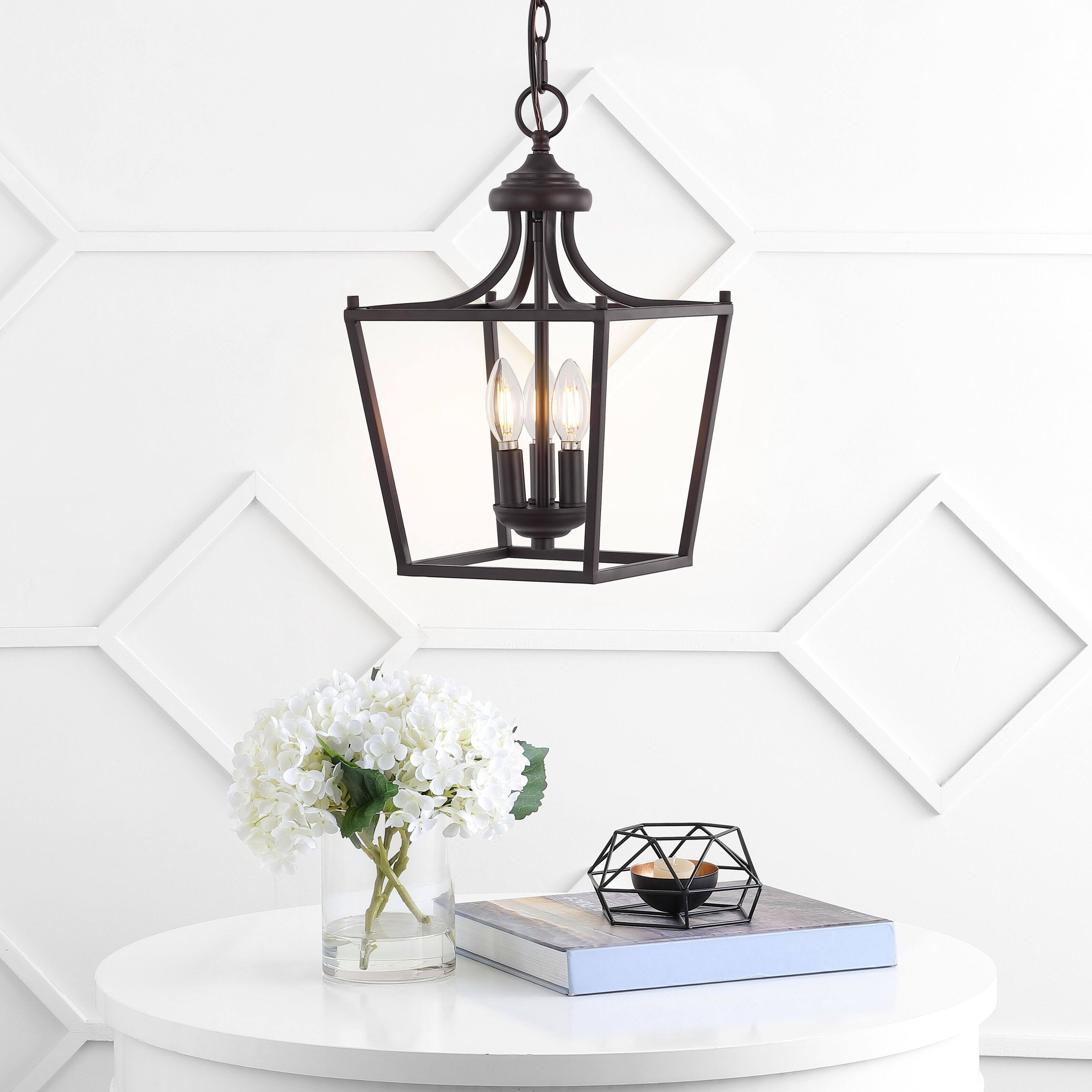 Alt View 1. Jonathan Y - Camden 10" 3-Light Iron Classic Midcentury Pendant Lantern, Oil Rubbed Bronze - Oil Rubbed Bronze.
