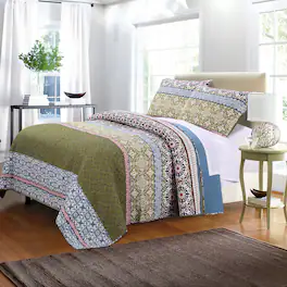 Greenland Home Fashions - Greenland Home Fashion Shangri - La Quilt Set - 3 - Piece - Full/Queen 90x90" - Multi