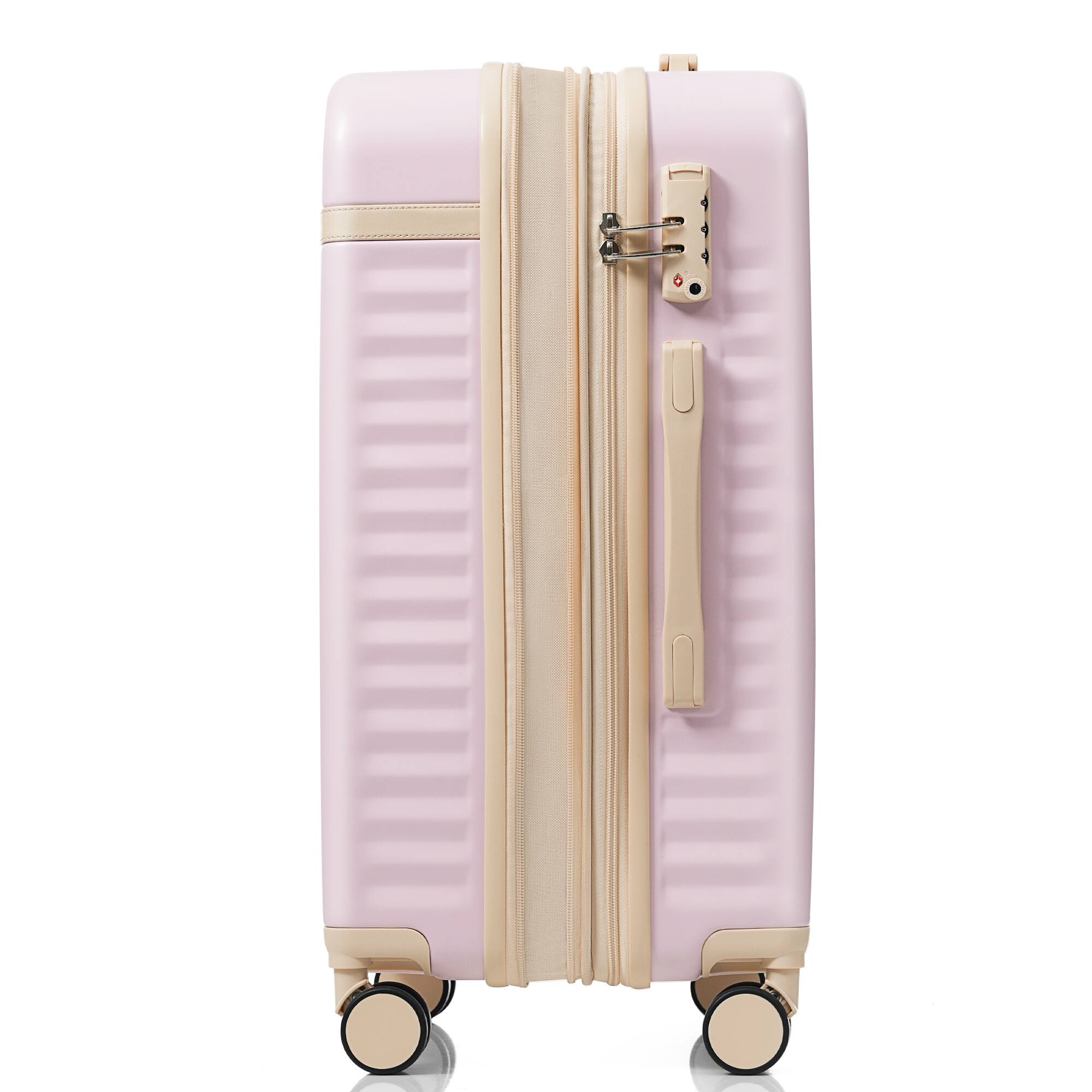 Alt View 9. Ecooso - 3-Piece ABS Hard Shell Luggage Set with USB Port, Front-Open 20" Carry-On, Spinner Wheels, TSA Lock - Pink.