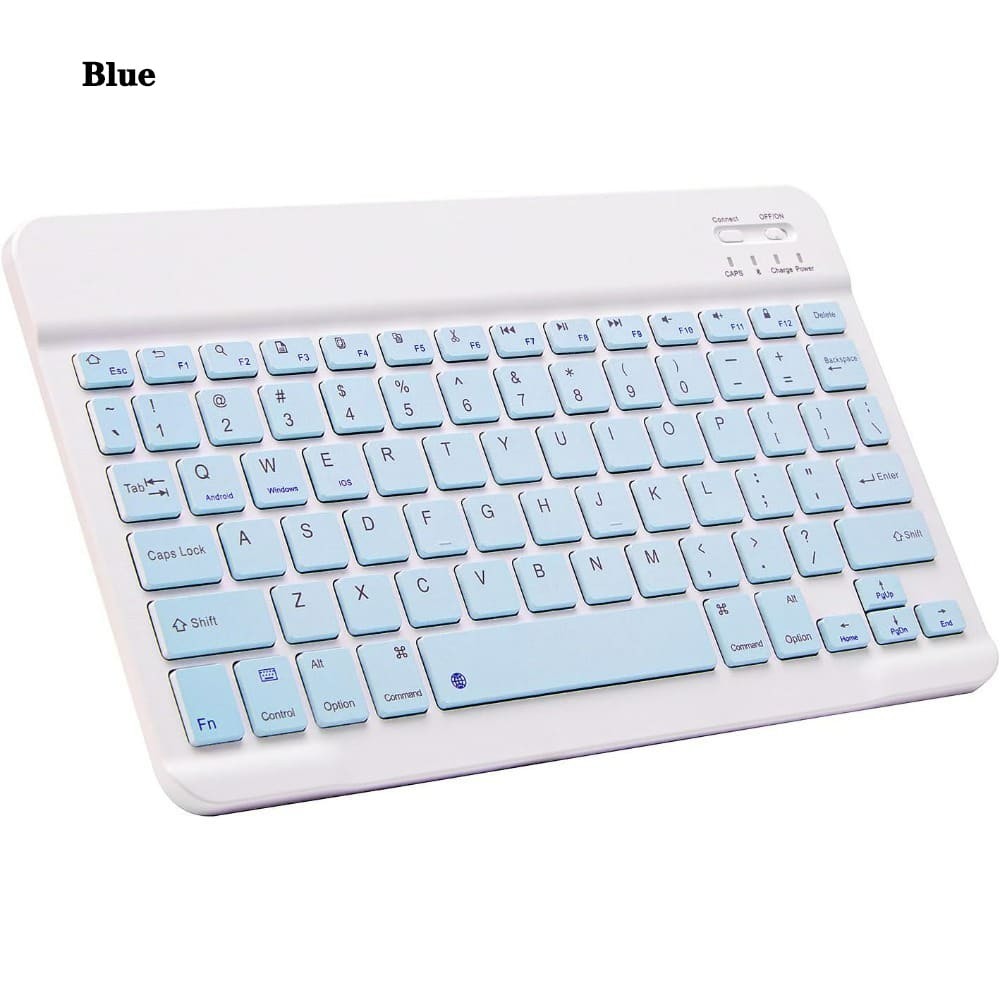 Luckbyte - 10" Ultra-Thin Bluetooth Wireless Mini Keyboard, Portable Slim Keyboard for iPad, iPhone, Android Tablets & Smartphones - Blue1