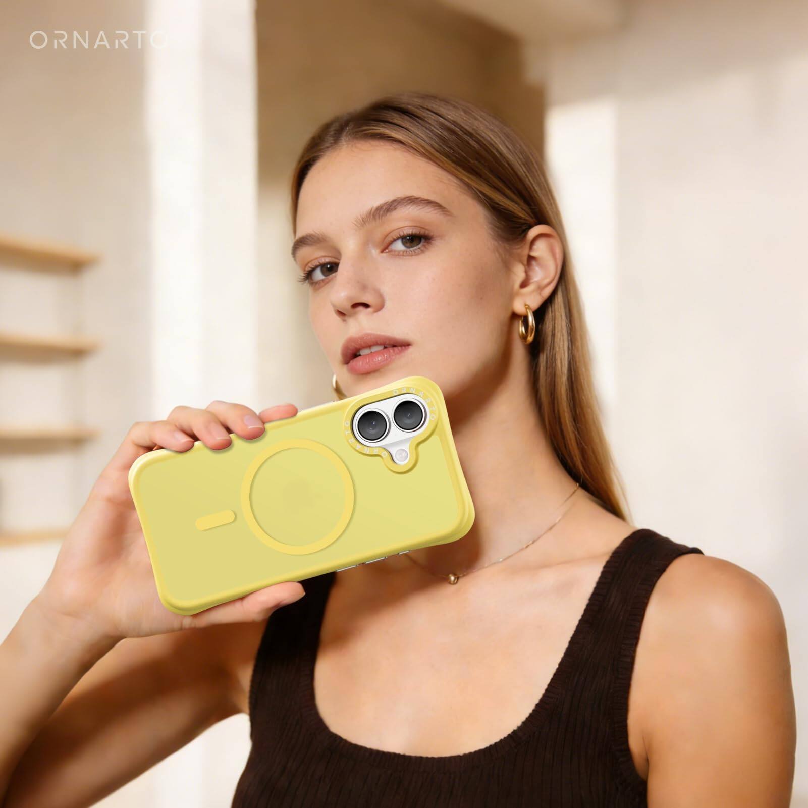 Alt View 8. Ornarto - ORNARTO Magnetic for iPhone 17 Case 6.3", Compatible with MagSafe | Slim Translucent Matte Cover-Light Yellow - Light Yellow.