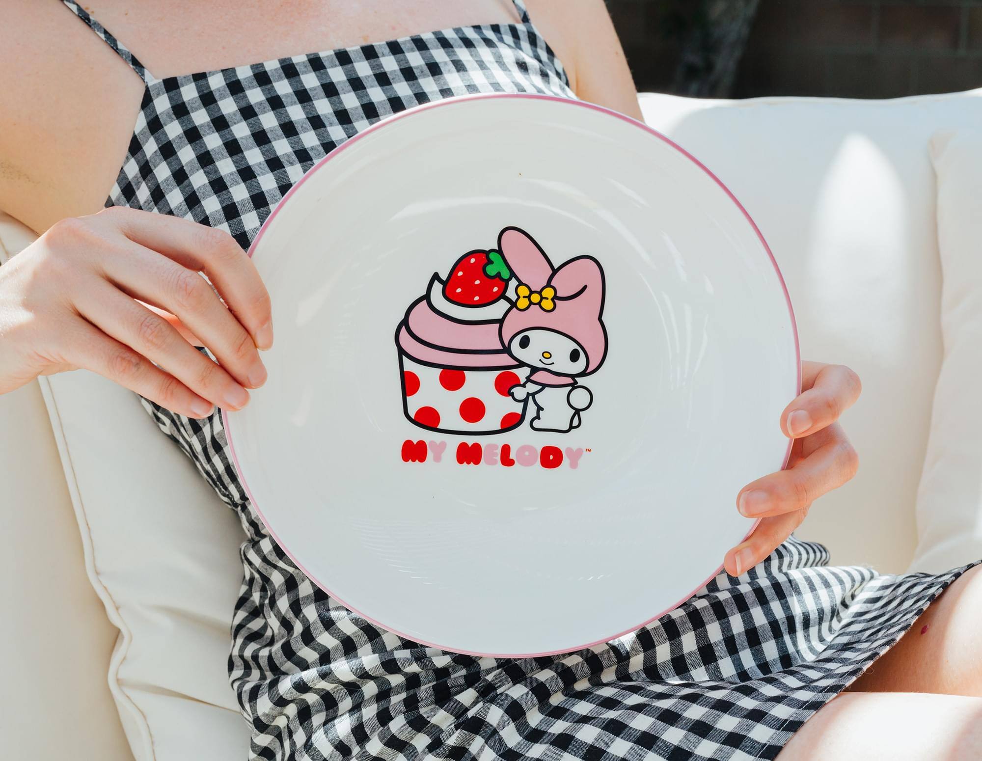Alt View 4. Silver Buffalo - Sanrio My Melody Cupcake 9-Inch Ceramic Coupe Dinner Bowl - White.