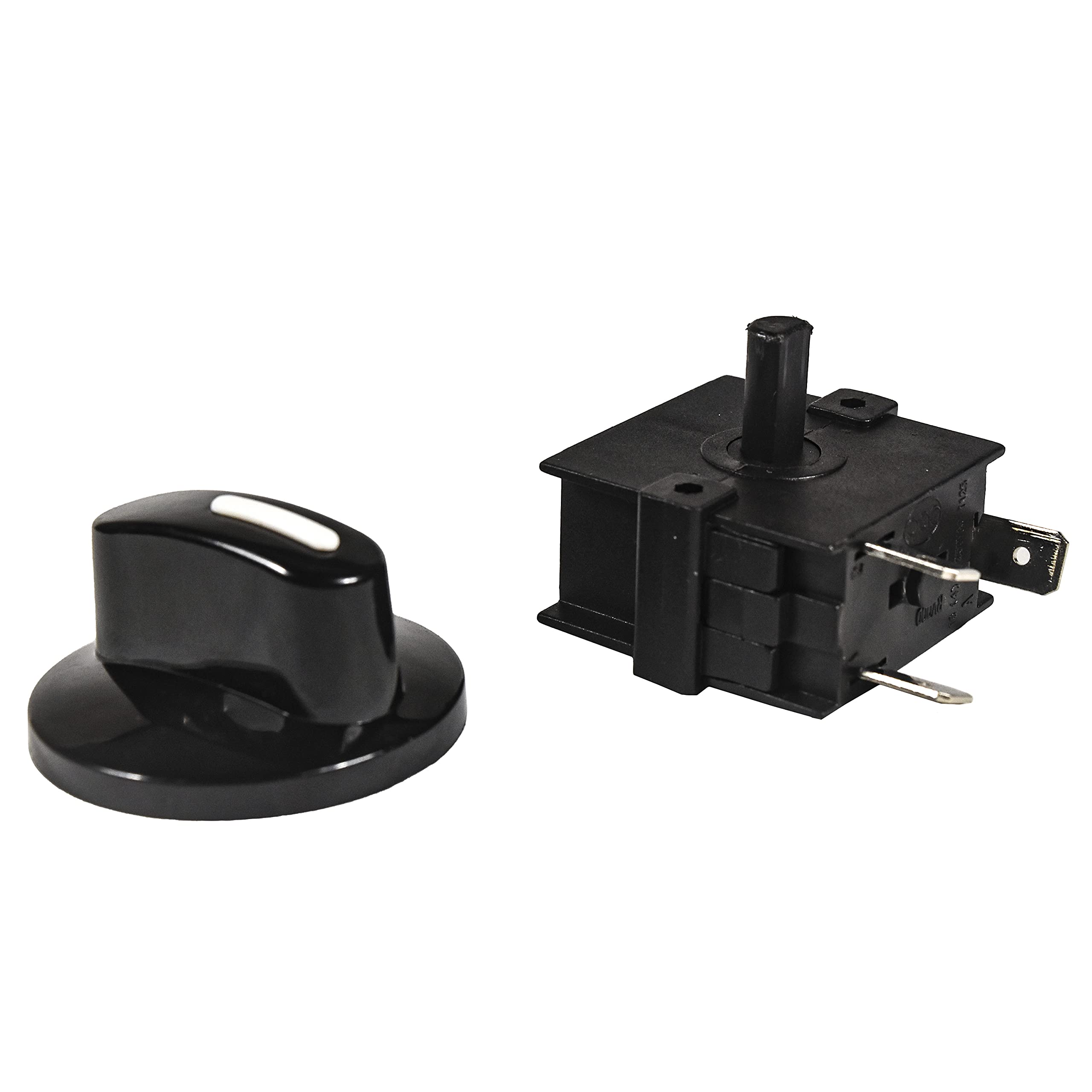 Back. HQRP - Heavy-Duty 3-Position Rotary Switch with Knob - 2-Speed Fan Heater Selector 15 A 120-250 V UL Listed - black.