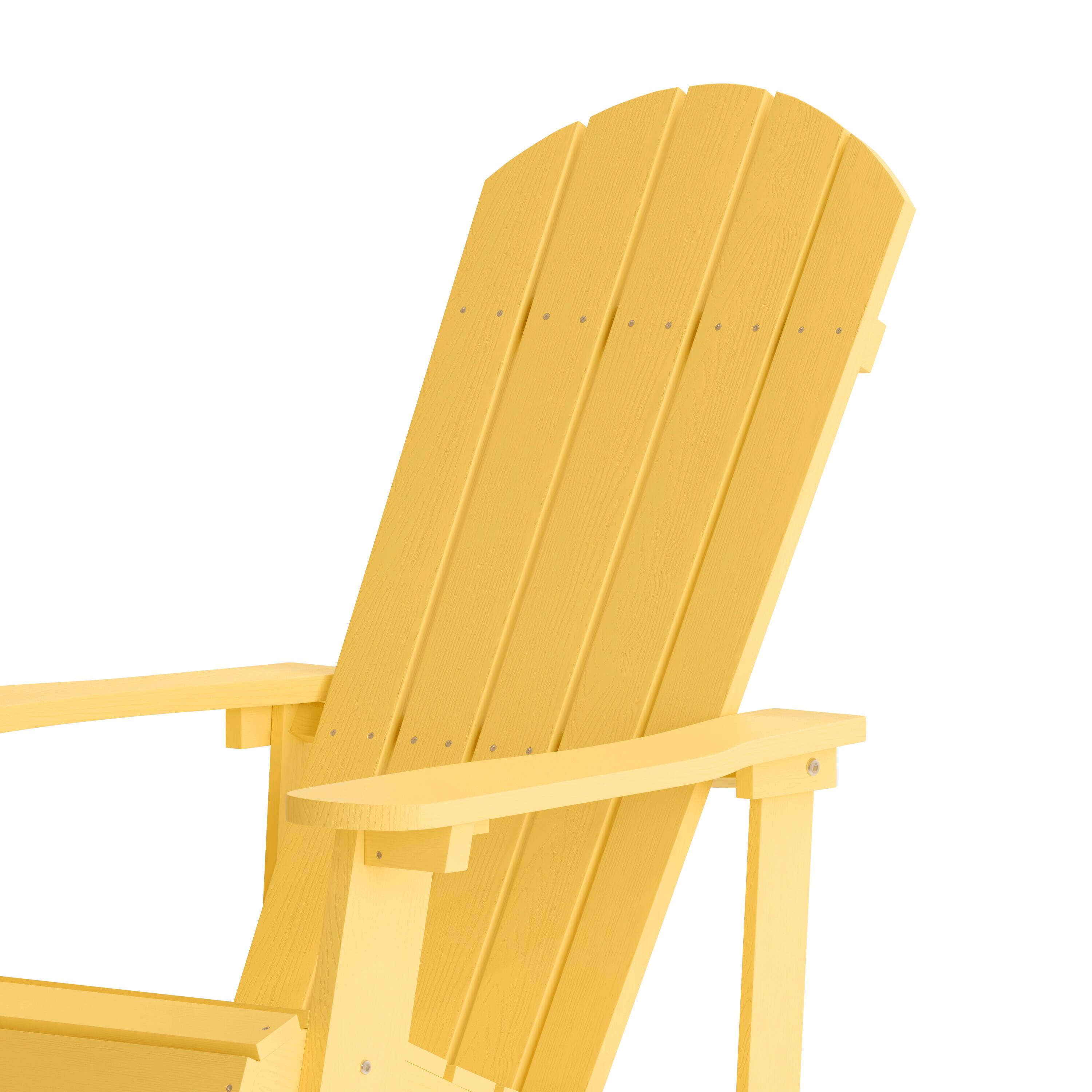 Alt View 10. Emma + Oliver - Classic All-Weather Poly Resin Rocking Adirondack Chair with Stainless Steel Hardware for Year Round Use - Yellow.