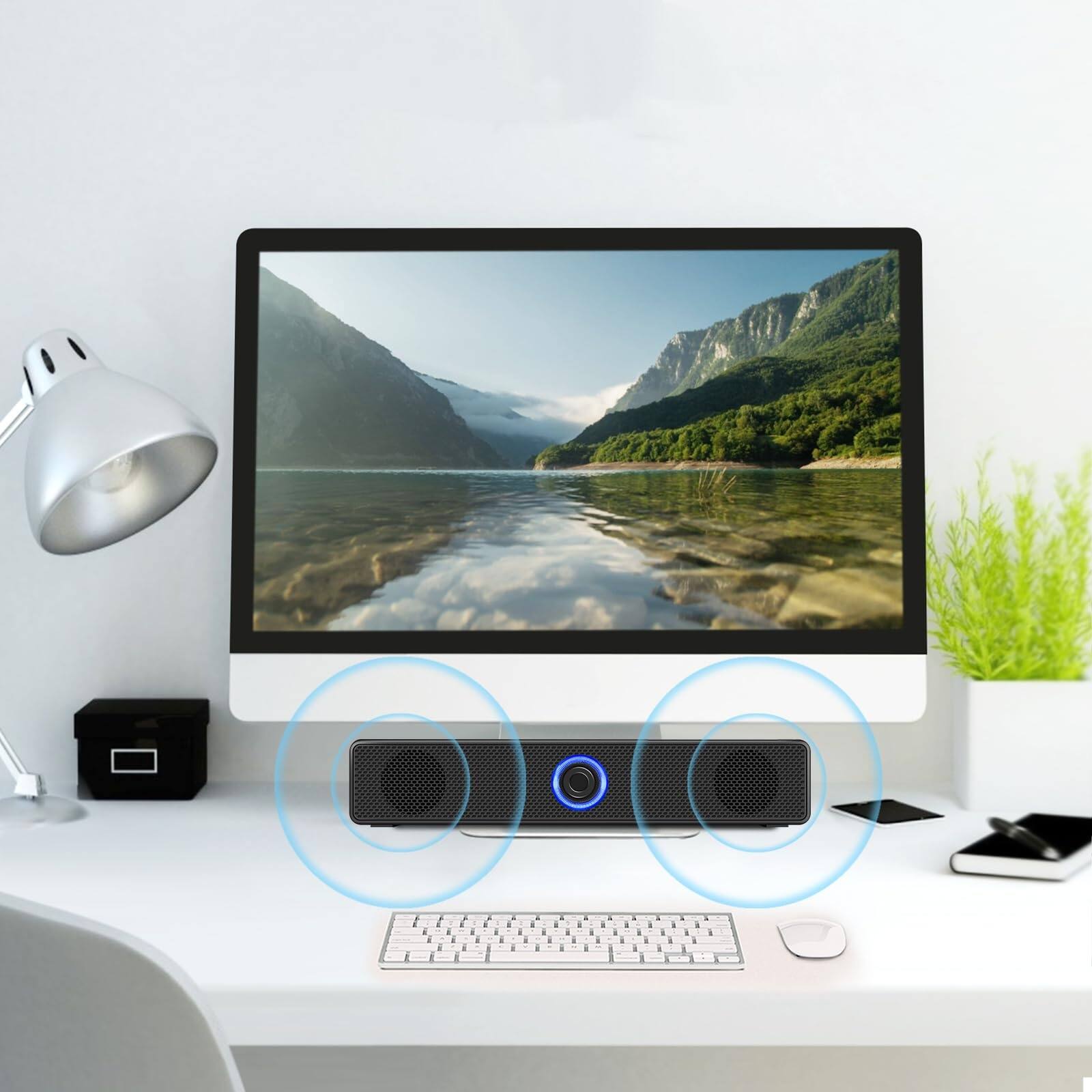 Back. Dazzed Corner - Computer Speakers, PC Speakers Wired Stereo Desktop Speakers - Black.