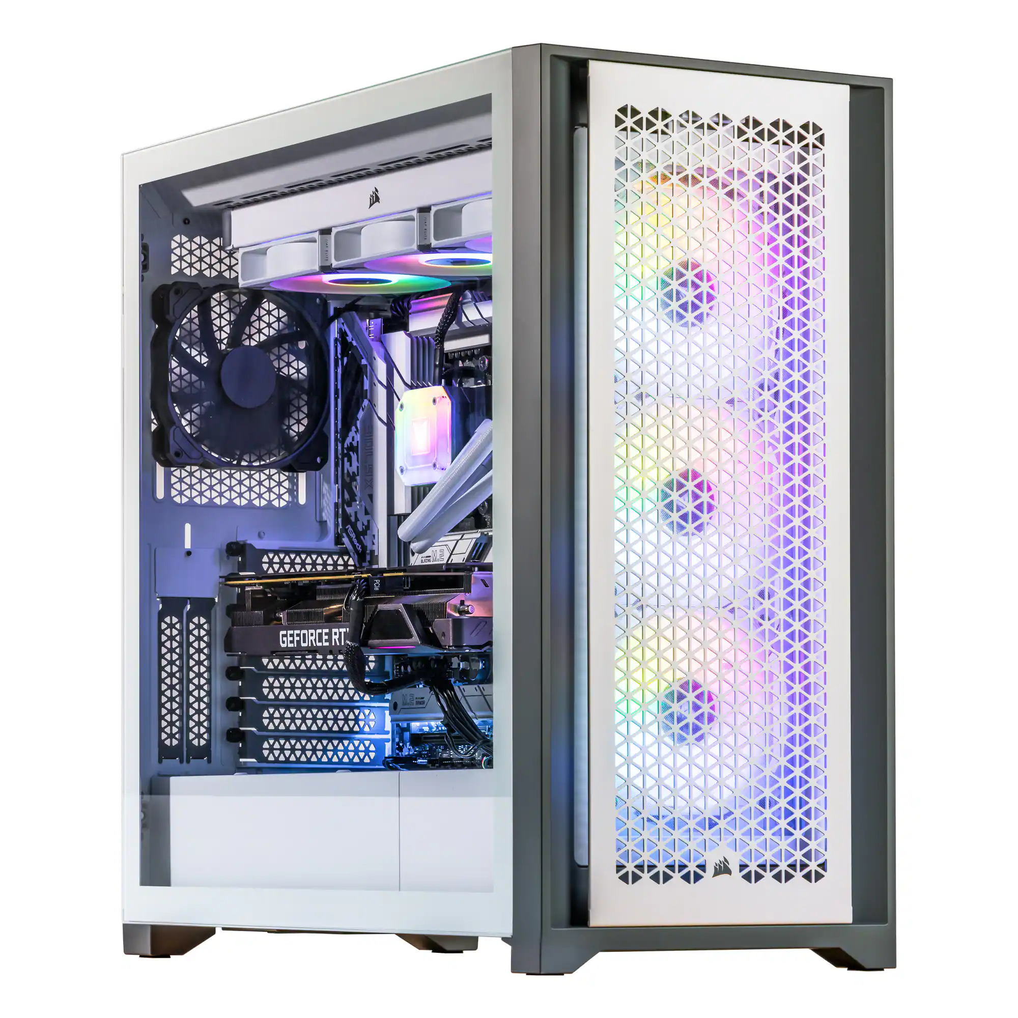 Front. Velztorm - Velztorm White Aciex 3D Gaming Desktop (Ryzen 7 7800X3D, 32GB, 2TB SSD, RTX 5090, Win 11 Pro ) - White.