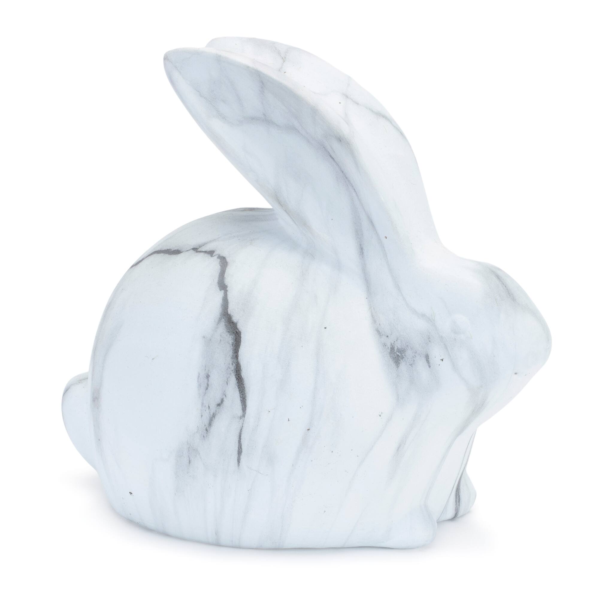 Left. BreeBe - Marble Design Rabbit Shelf Sitter (Set of 2) - White, Grey.