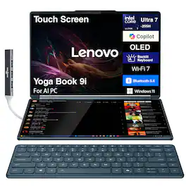 Lenovo - Yoga Book 9i 2-in-1 Laptop 14.0 2.8K (Intel Ultra 7-255H, 16GB LPDDR5X, 1TB PCIe SSD, Win 11 Pro) w/USB Hub - Tidal Teal