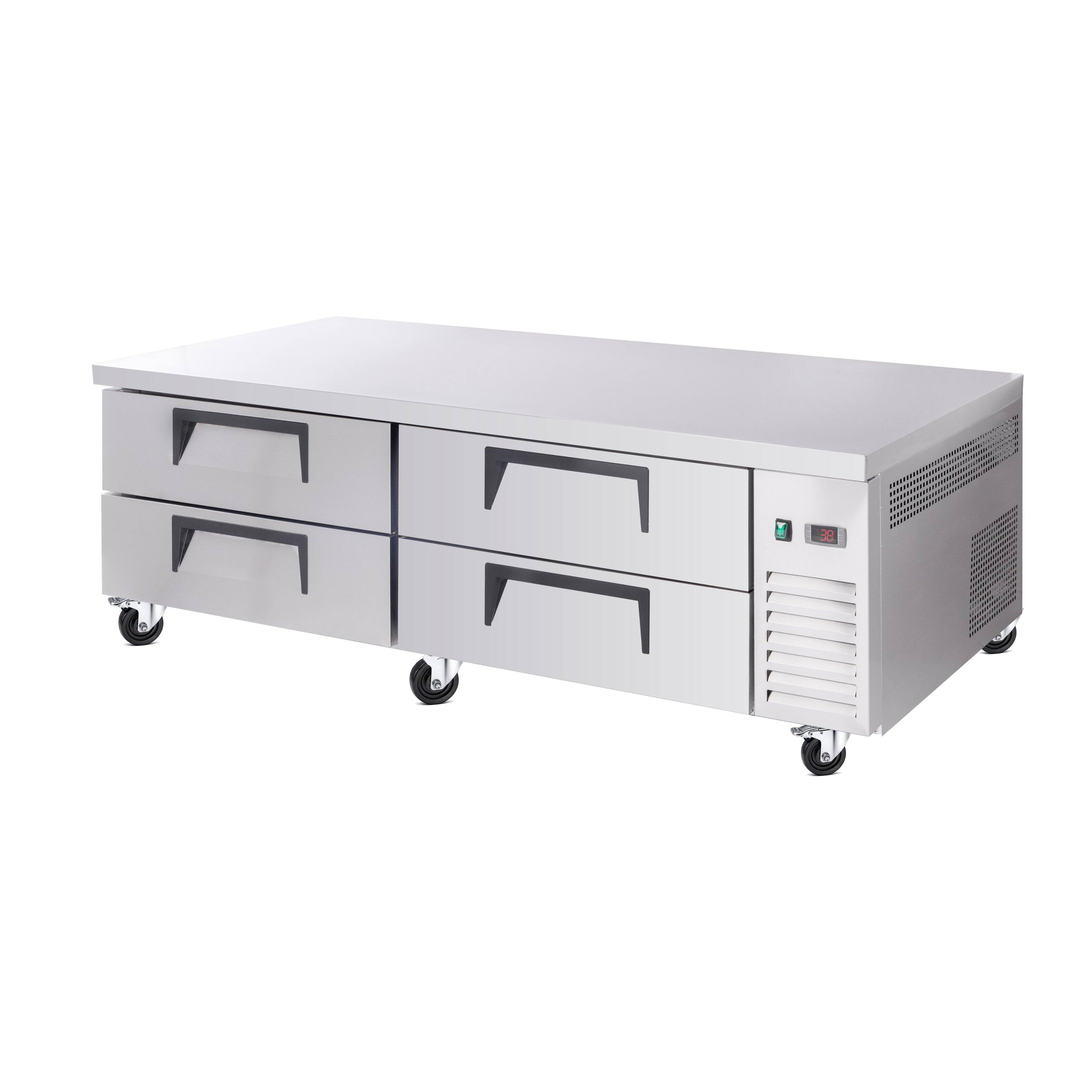 Alt View 3. BEARSOLIM - 16.0CU.ft 72 " Refrigerated Chef Base 4 Drawer Undercounter Refrigerator Ventilated Cooling Auto Defrost ETL NSF - sliver.