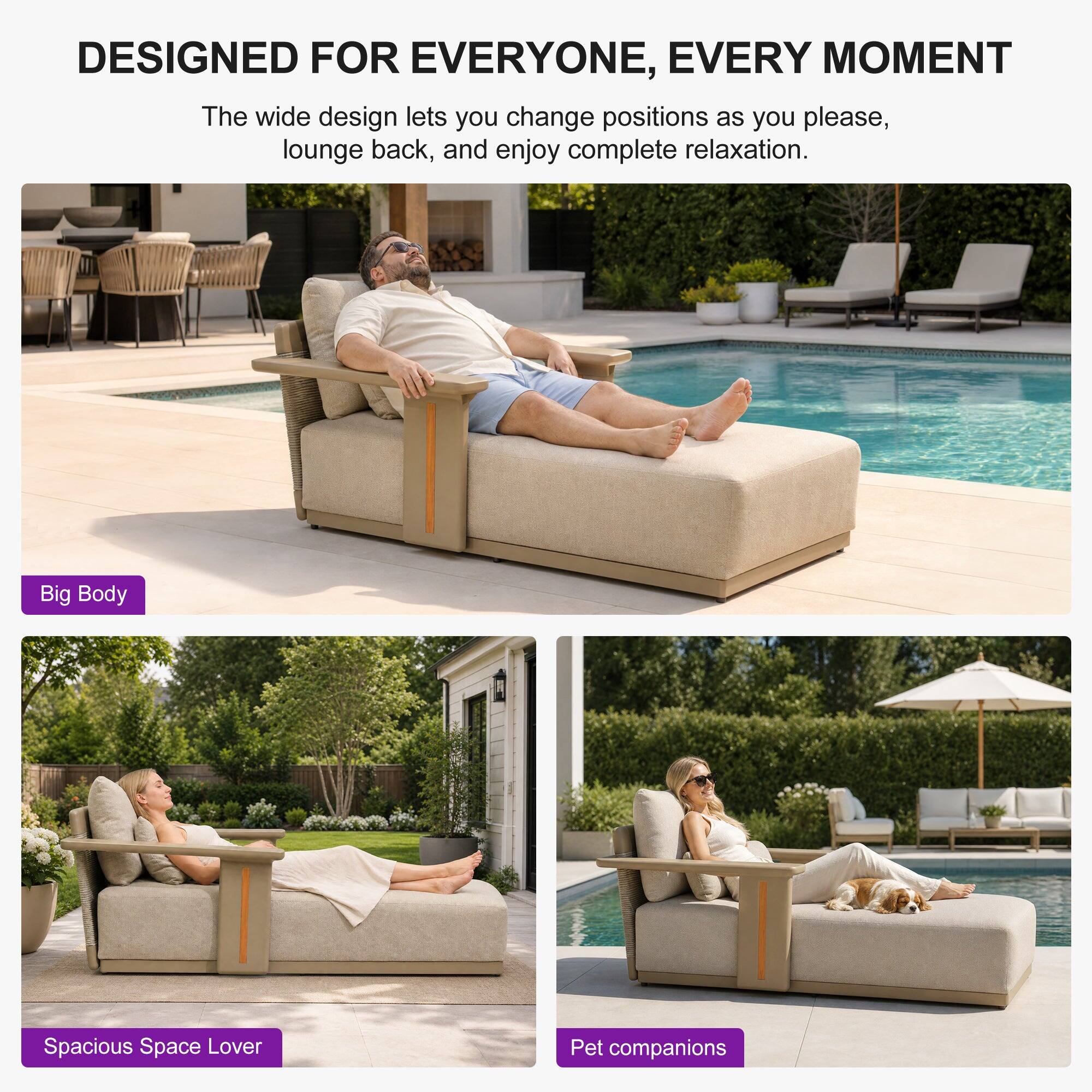 DESIGNED FOR EVERYONE, EVERY MOMENT

The wide design lets you change positions as you please, lounge back, and enjoy complete relaxation.

Big Body

Spacious Space Lover

Pet companions