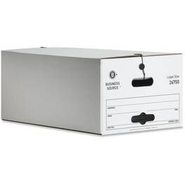 Business Source - Light Duty Legal Size Storage Box Stackable White For File Recycled 12 / Carton