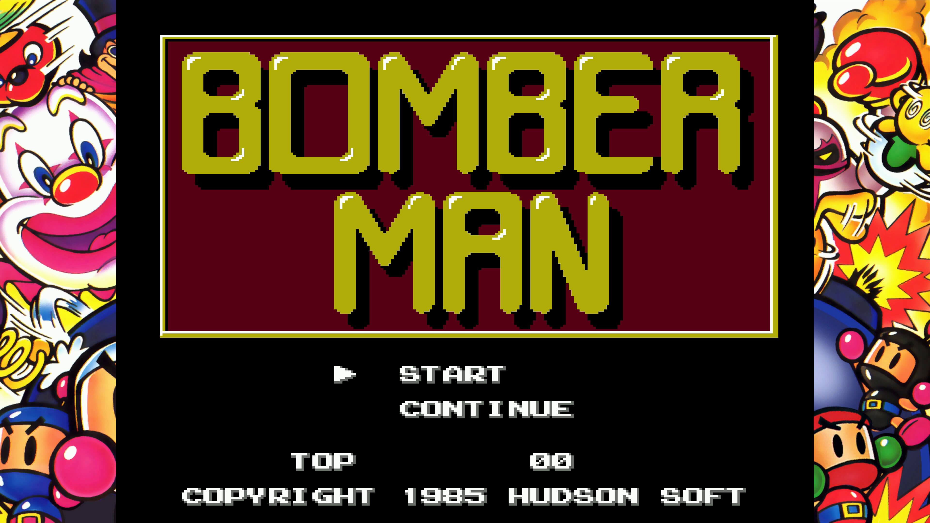 BOMBER MAN  
START CONTINUE  
TOP 00  
COPYRIGHT 1985 HUDSON SOFT