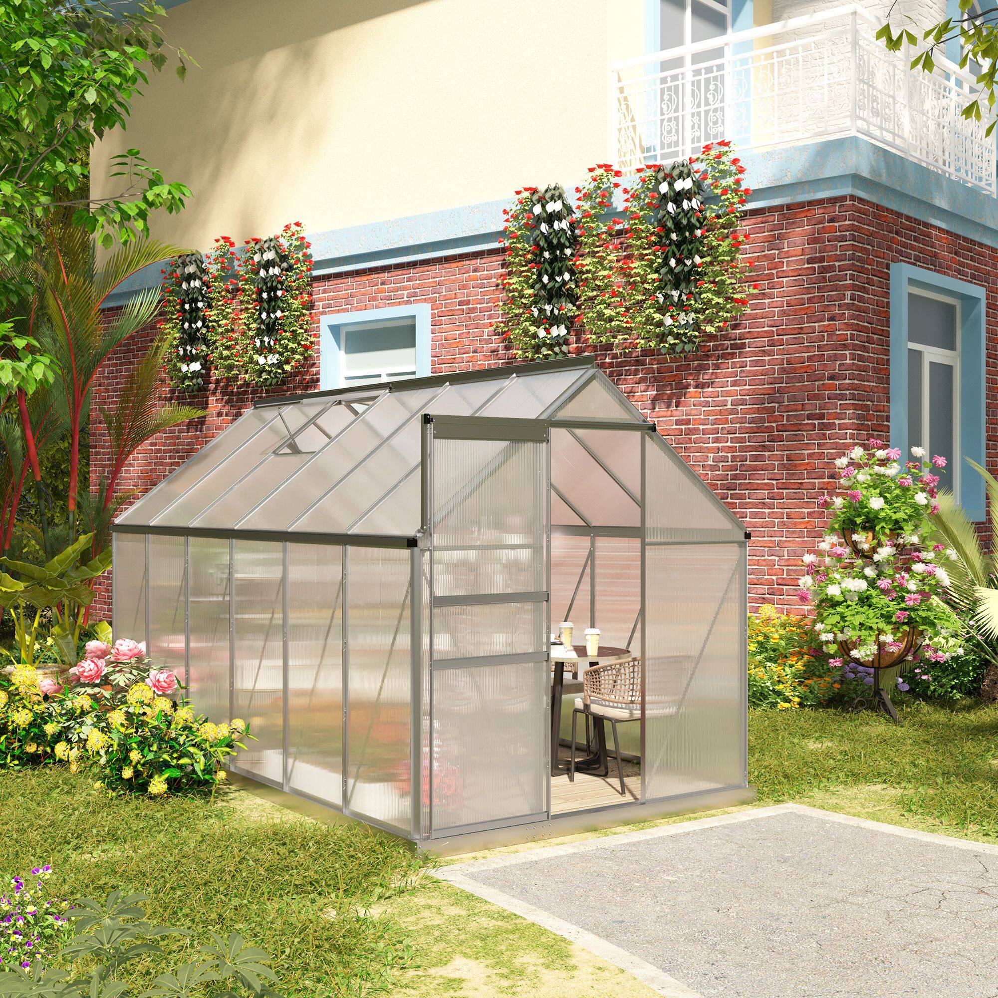 Alt View 1. Outsunny - 6' x 12' x 6.5' Polycarbonate Greenhouse with Aluminum Frame, Walk-in Heavy Duty Greenhouse Kit.