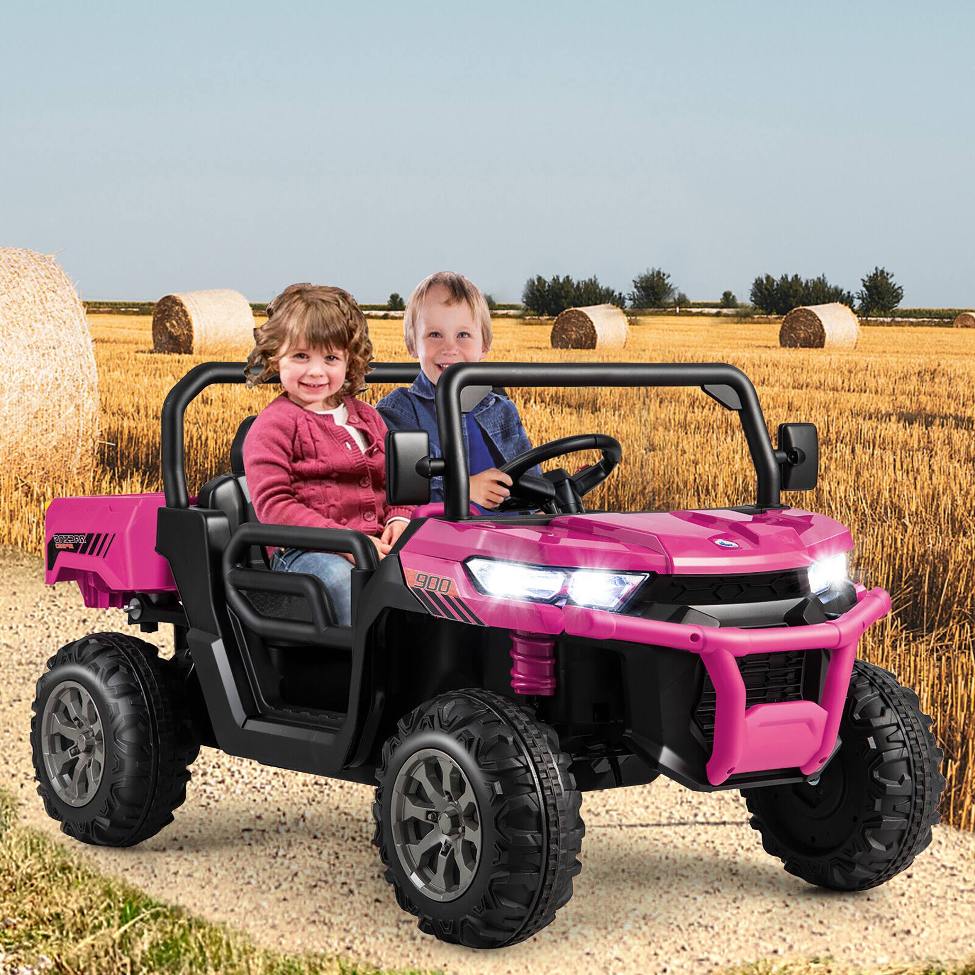 Alt View 3. Gymax - Gymax 12V 2 Seater Ride On UTV Dump Truck Remote w/ Electric Dump Bed & Shovel Pink - Pink.