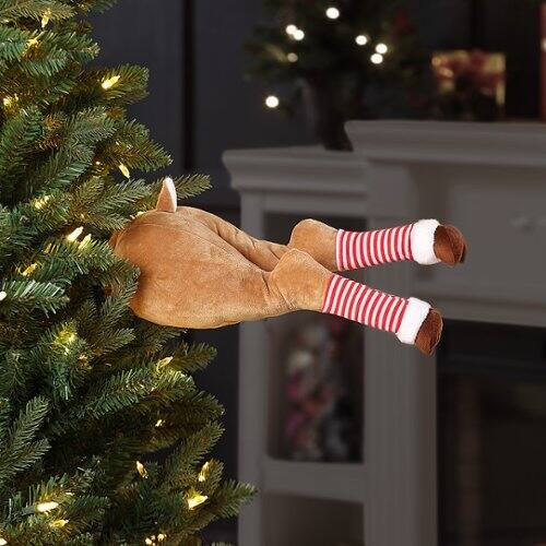Alt View 1. Mr. Christmas - Mr. Christmas Animated Kicking Reindeer Legs Tree Decoration - Brown.