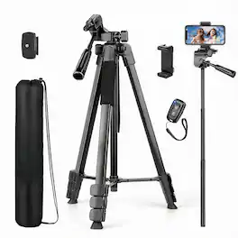 OMOMMD - Phone Tripod Cell For Extra Long Tall Tripods Selfie Stick With Wireless Remote Extendable Holder Stand Cam - Black