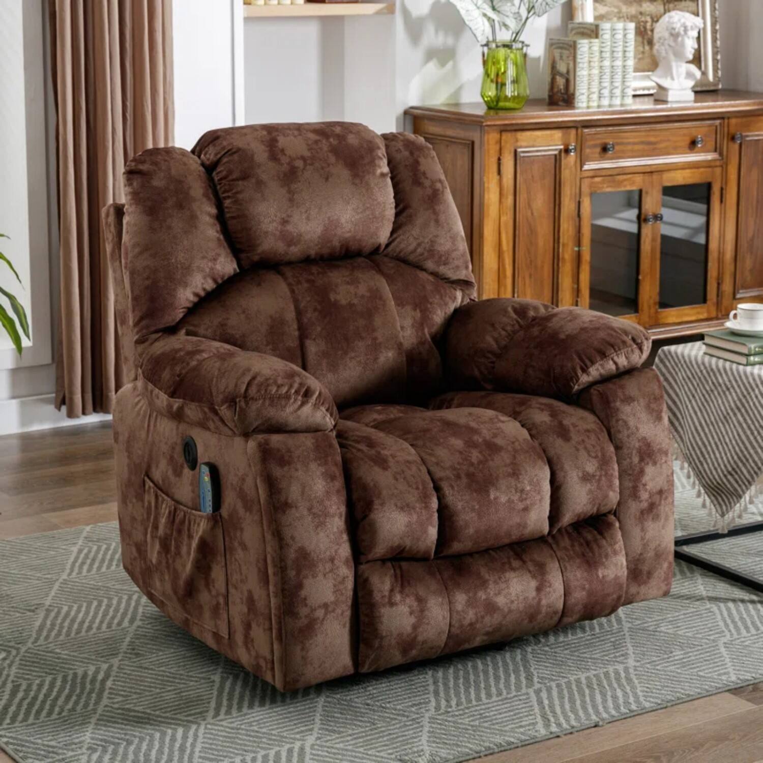 Angle. Bestier - 40.6" W Microsuede Power Lift Recliner Chair with Massage and Heating - Brown.