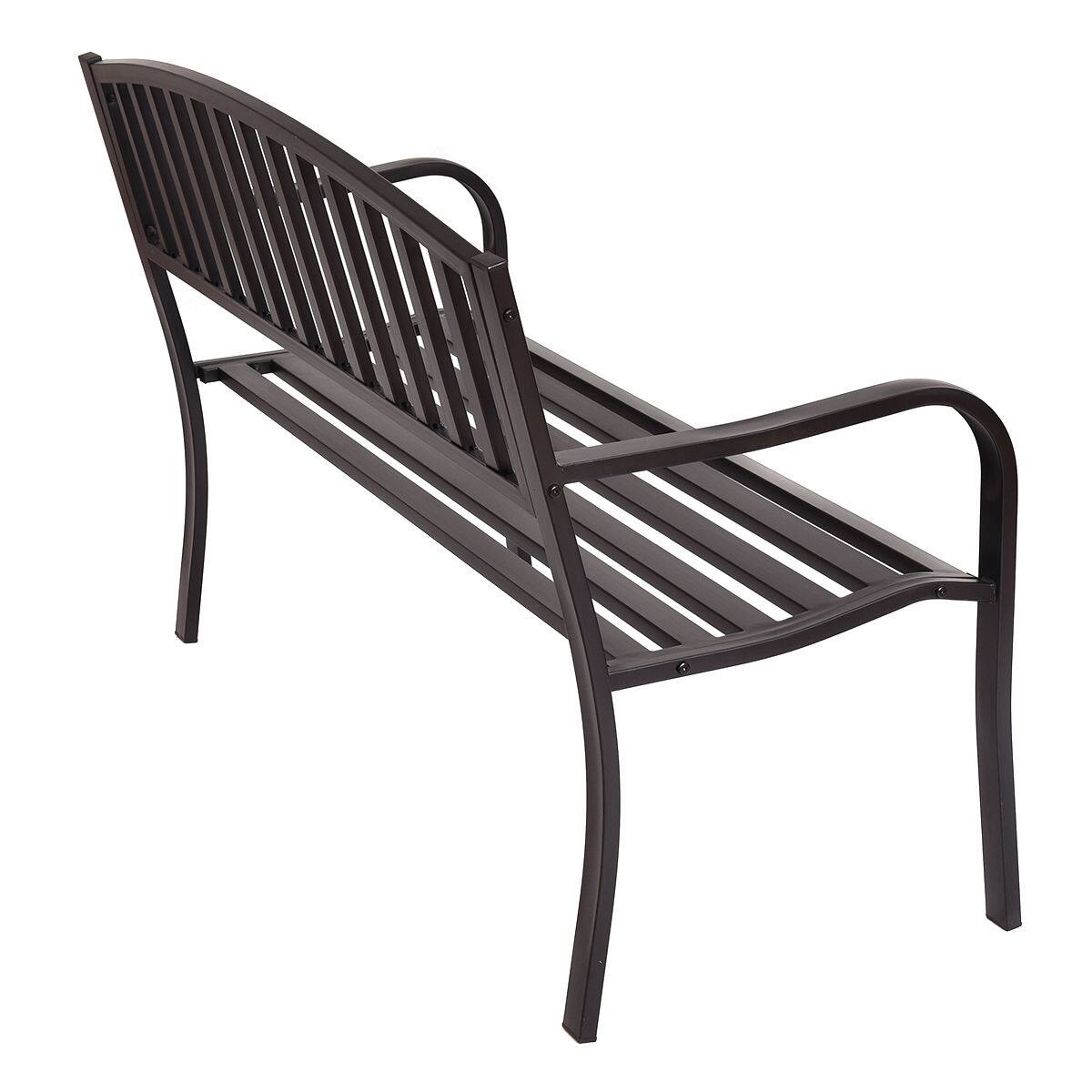 Alt View 4. Costway - Costway 50" Patio Garden Bench Park Yard Outdoor Furniture Steel Slats Porch Chair Seat - Black.