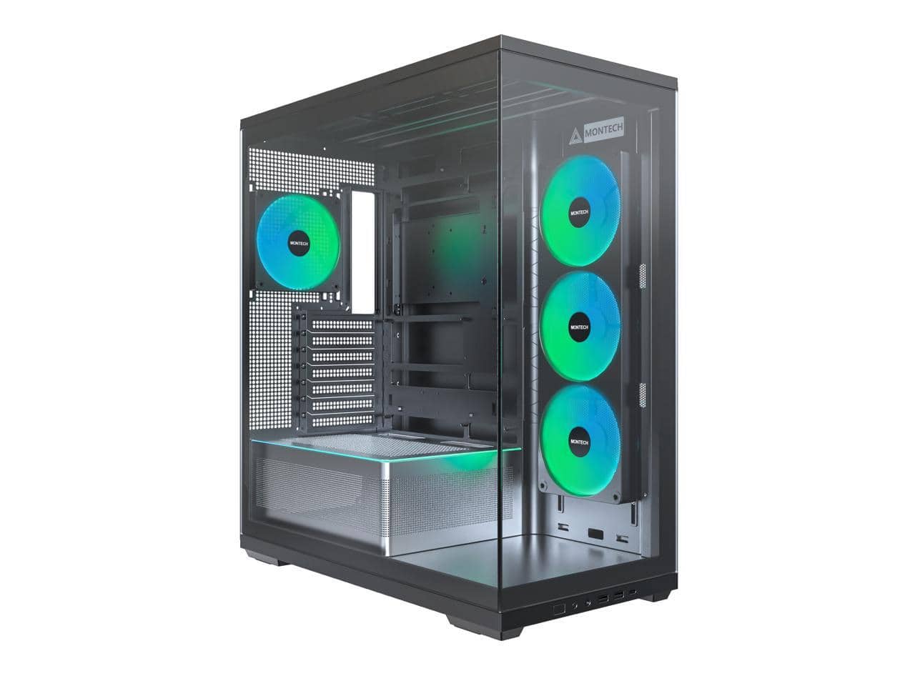 Montech - TG3 ATX Mid Tower, ARGB Fans & Strip, Tempered Glass, RTX 5090 Support (TG3B) - Black