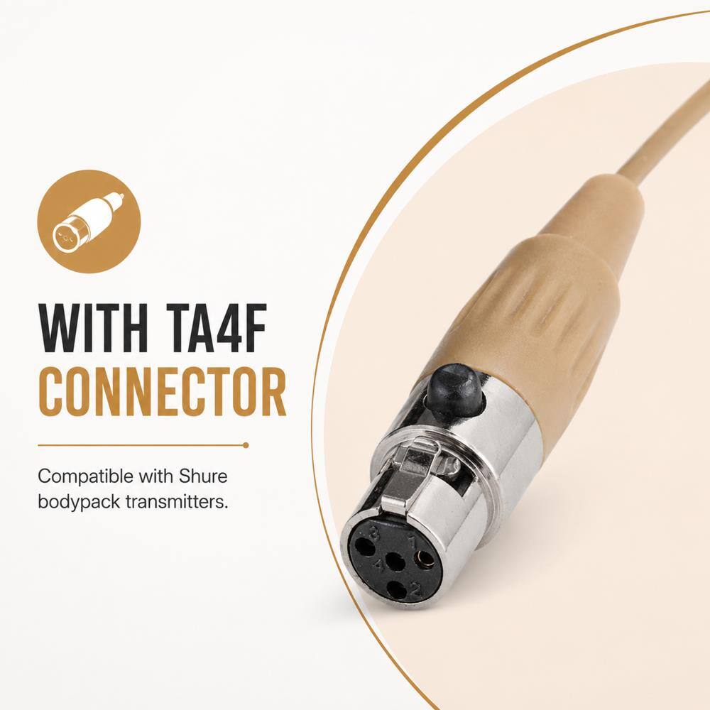 WITH TA4F CONNECTOR  
Compatible with Shure bodypack transmitters.