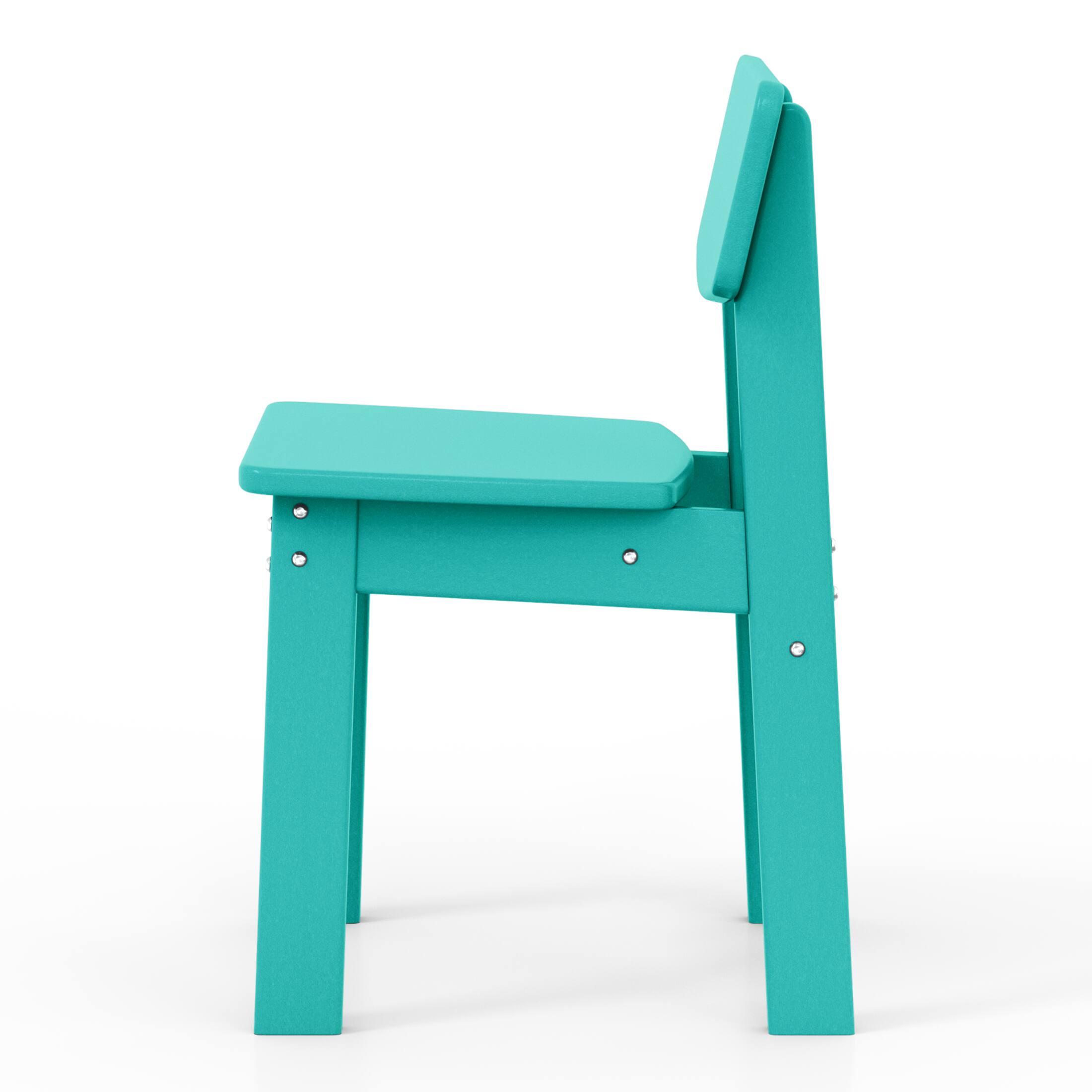 Alt View 3. WestinTrends - WestinTrends Tiny Terraces Outdoor HDPE Kids Modern Plastic Toddler Dining Chairs (Set of Two) - Turquoise.