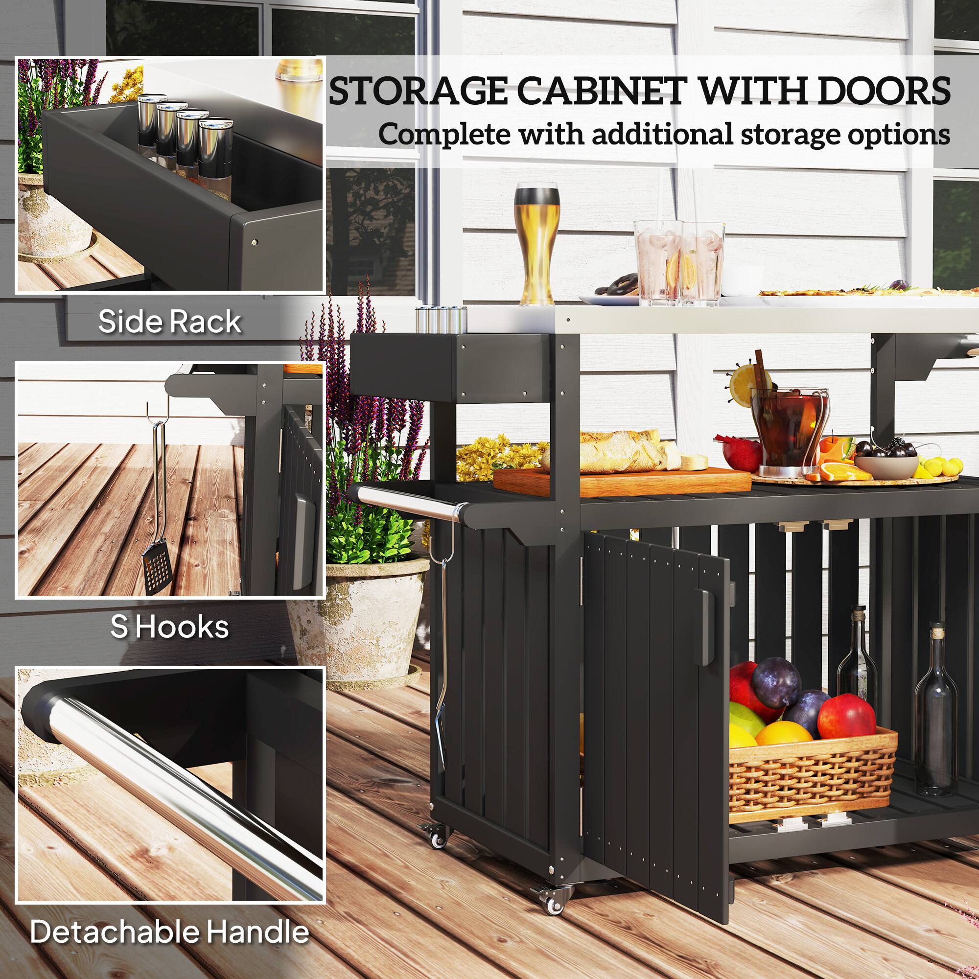 STORAGE CABINET WITH DOORS
Complete with additional storage options
Side Rack
S Hooks
Detachable Handle