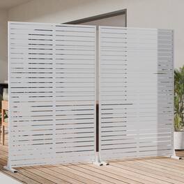 PexFix - 2-Panels Outdoor Privacy Screen Metal Privacy Fence Panels Modular Windproof Screen Decorative Divider for Patio Garden - White