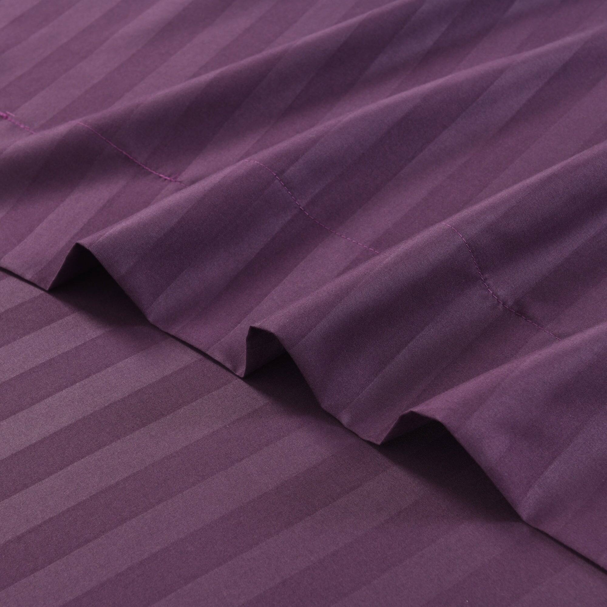 Left. MarCielo - Marcielo 4-Pieces Soft Striped Bed Sheets with 18 inches Deep Pocket - Purple.