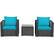 Angle. Costway - 3PCS Patio Rattan Wicker Furniture Set Sofa Table W/Cushion - Turquoise.