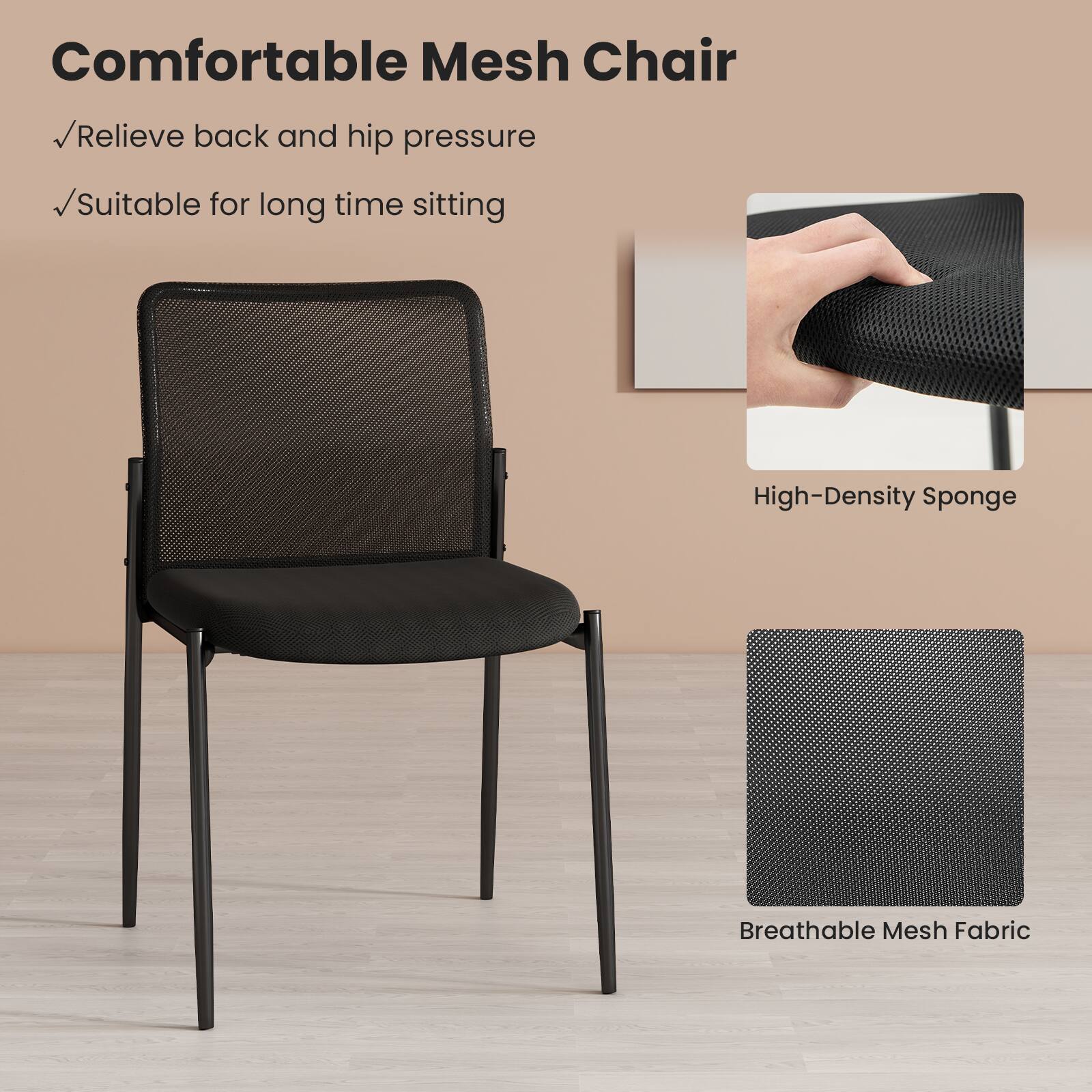 Comfortable Mesh Chair: Relieve back and hip pressure. Suitable for long time sitting. High-Density Sponge. Breathable Mesh Fabric.