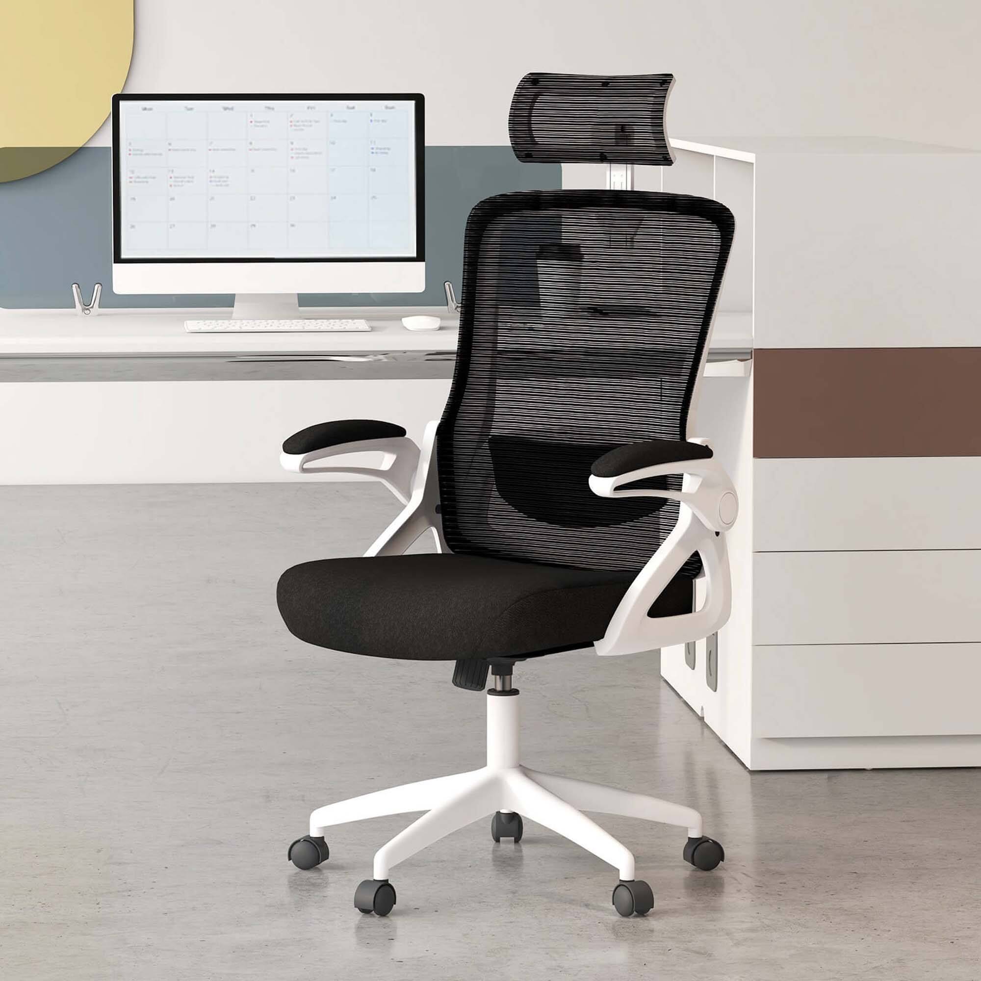 Alt View 1. Costway - Costway Ergonomic Office Chair with Adjustable Lumbar Support Rocking Backrest Armrests White - White.