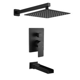 Boyel Living - Black Shower Set 10 Inch SUS304 Top Spray Waterfall Spout cUPC Pressure Balance Valve - Matte Black