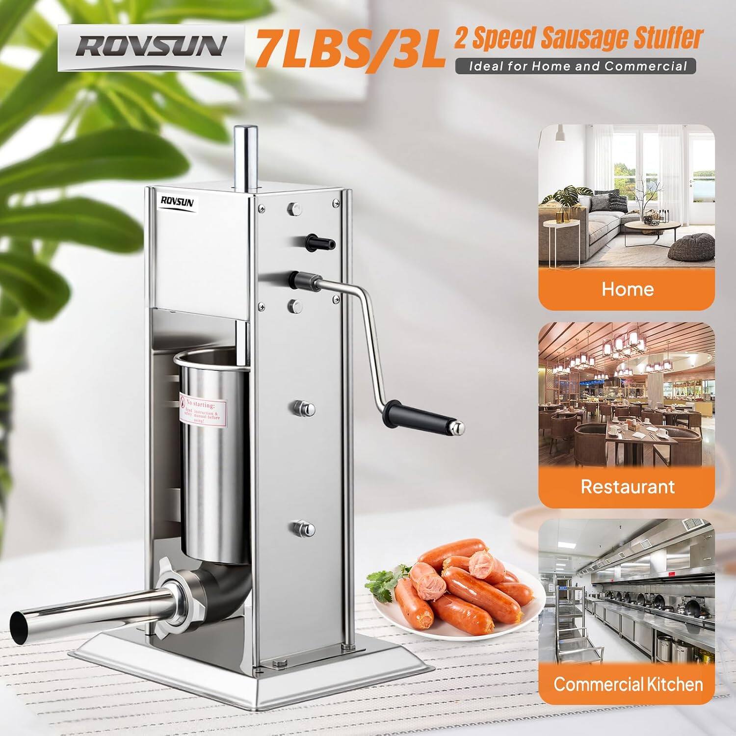 ROVSUN 2 Speed Sausage Stuffer 7LBS/3L Ideal for Home and Commercial

ROVSUN

Home
Restaurant
Commercial Kitchen