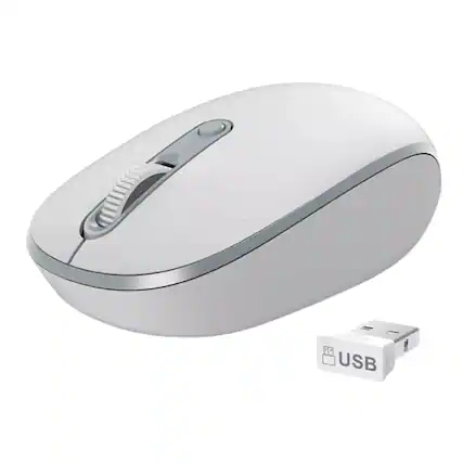 Front. Stock Preferred - Portable Wireless Mouse 2.4GHz Silent Optical USB Light Grey - Grey.