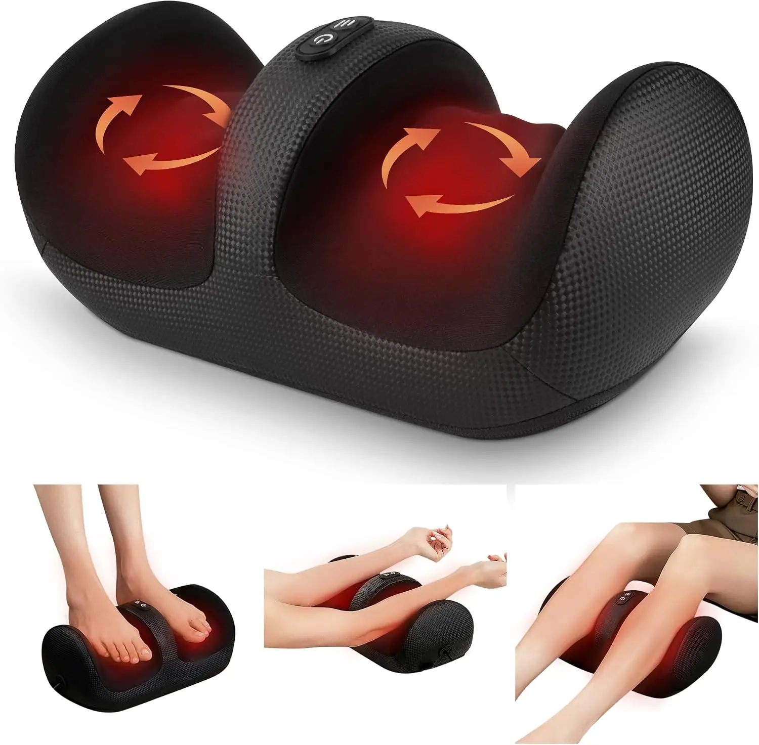Front. Core Tech - Shiatsu Foot and Calf Massager with Heat, Rolling Massage, 3 Intensities and 15-Minute Timer - Black.