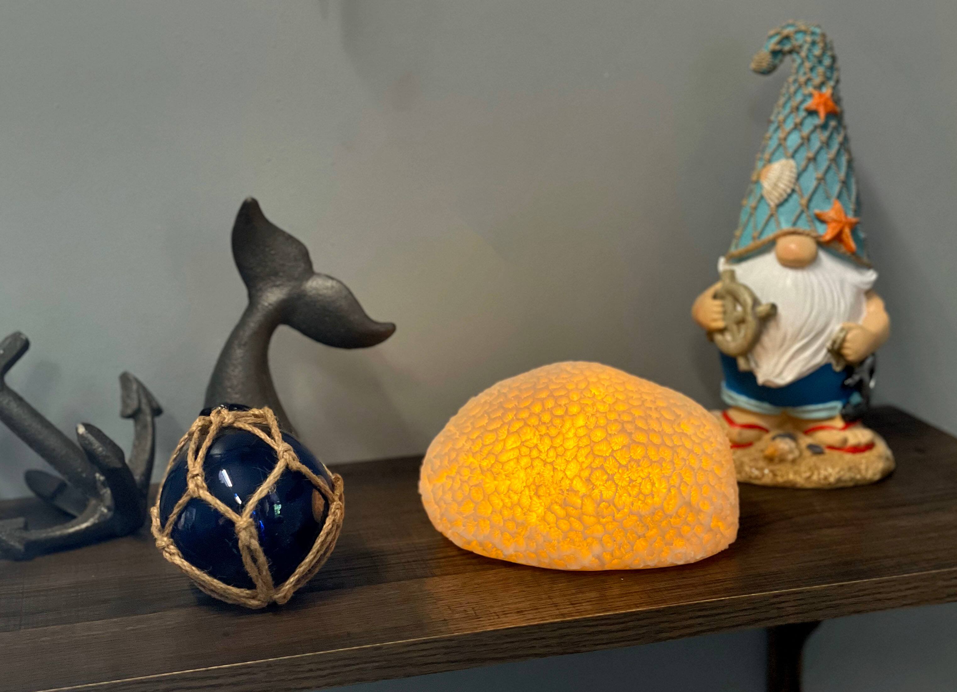 Alt View 4. Contrast Inc. - 6 Inch Resin LED Brain Coral Accent Lamp Decorative Sea Table Light Nautical Home Decor - White.