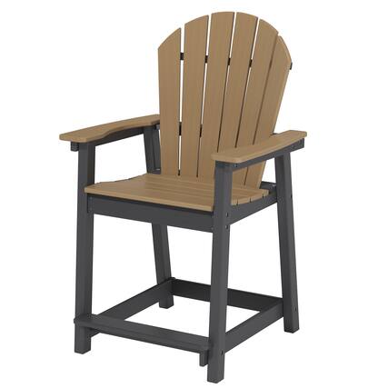Front. Decksplore - Bar Stool Green HDPE Plastic Adirondack Chairs Outdoor Patio Tall Chair Armrest Footrest All Weather - dark brown.