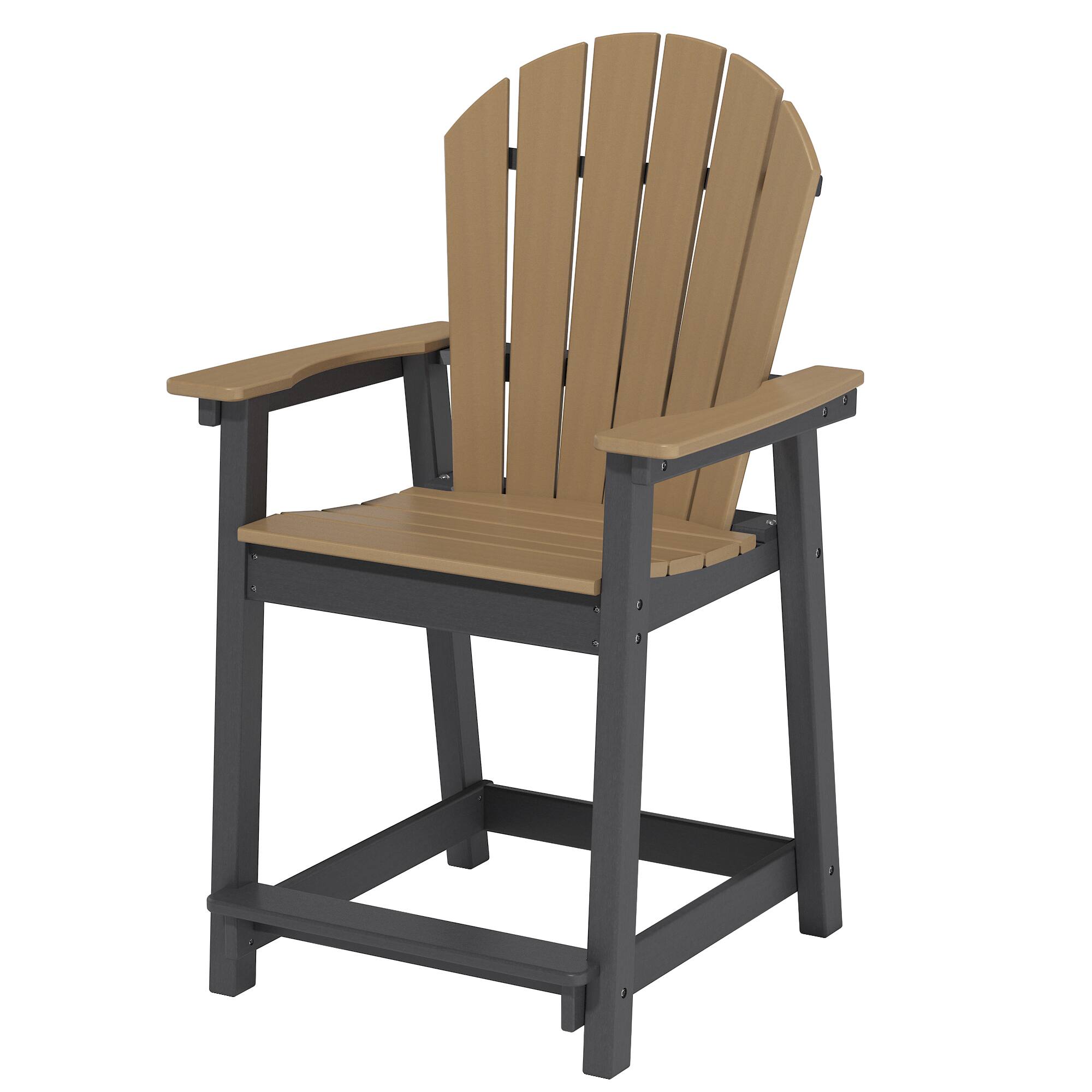 Front. Decksplore - Bar Stool Green HDPE Plastic Adirondack Chairs Outdoor Patio Tall Chair Armrest Footrest All Weather - dark brown.