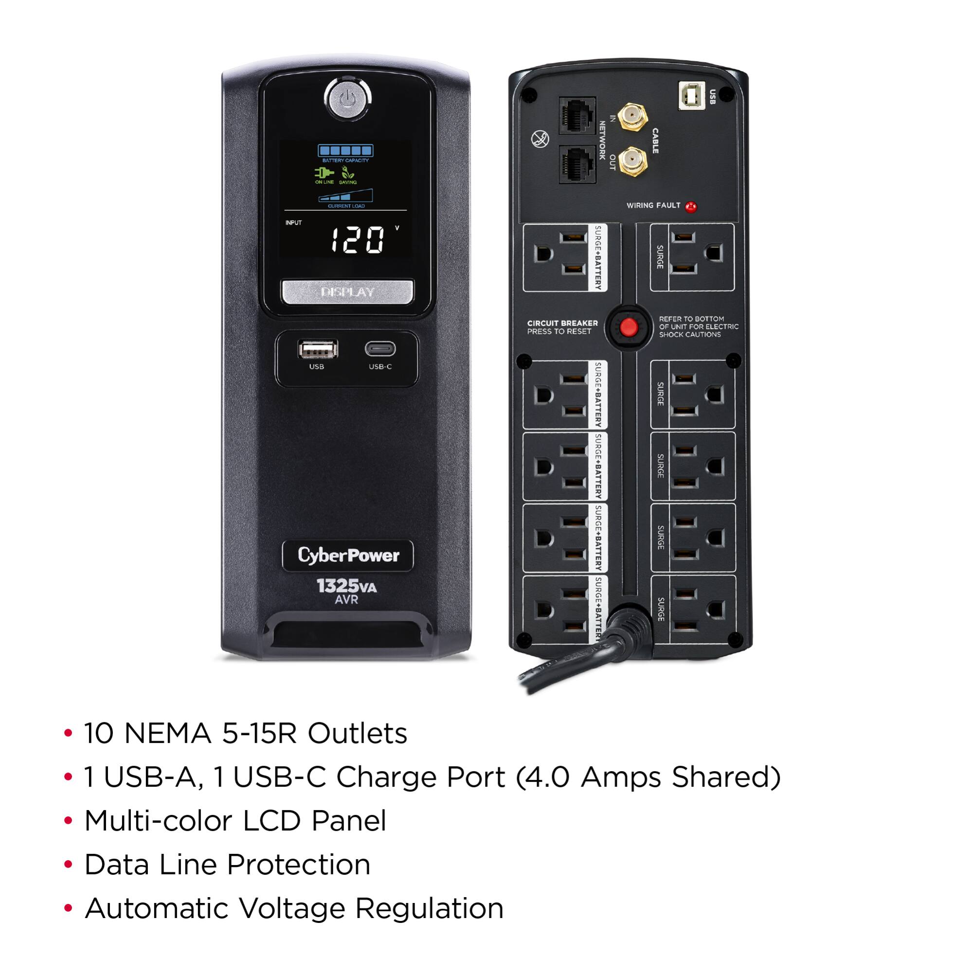 Alt View 13. CyberPower - LX1325GU3 Battery Backup UPS Systems - Black.