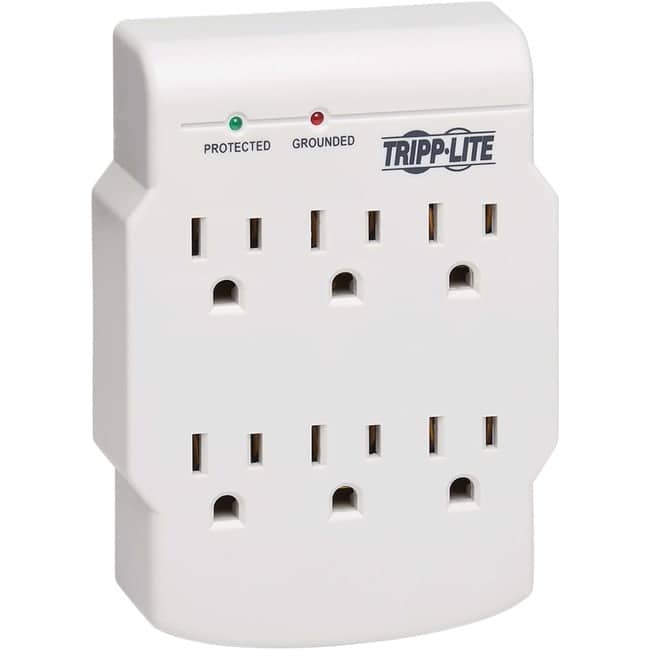 Eaton Tripp Lite Series Protect It! 6-Outlet Low-Profile Surge Protector, Direct Plug-In, 750 Joules, Diagnostic LED - White