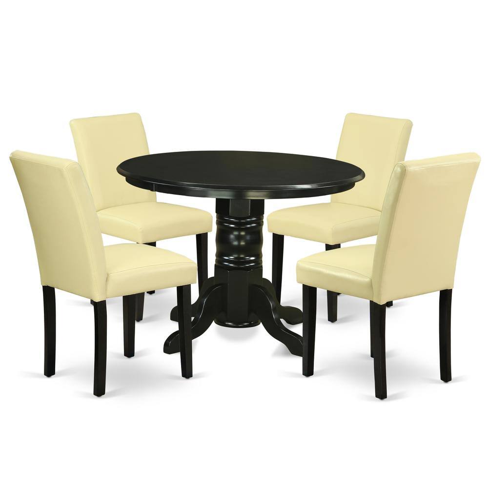 Back. East West Furniture - Dining Room Set Black - Brown.