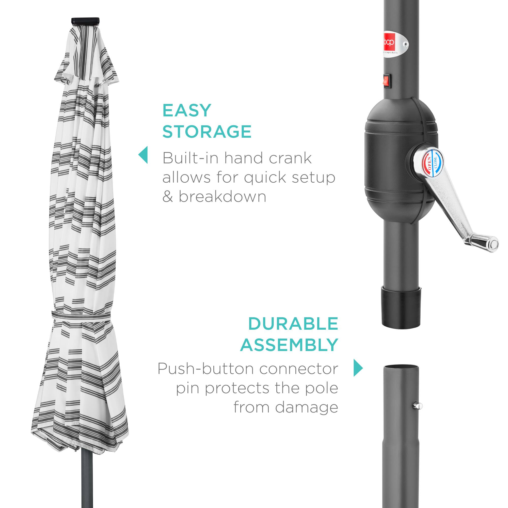 cp | - EASY STORAGE: Built-in hand crank allows for quick setup & breakdown. DURABLE ASSEMBLY: Push-button connector pin protects the pole from damage.